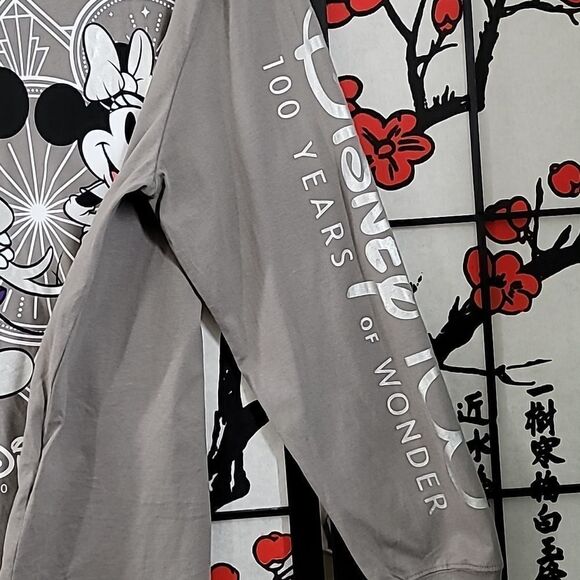 Disney Parks 100 Years of Wonder Mickey & Minnie Gray Long Sleeve Shirt … - Picture 5 of 8